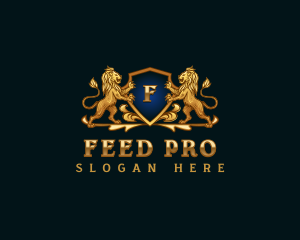 Luxury Lion Shield Crest logo design