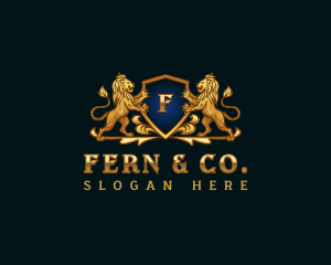 Luxury Lion Shield Crest logo design