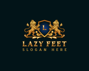 Luxury Lion Shield Crest logo design