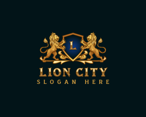 Luxury Lion Shield Crest logo design