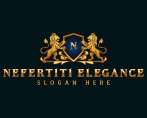 Luxury Lion Shield Crest logo design