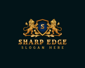 Luxury Lion Shield Crest logo design