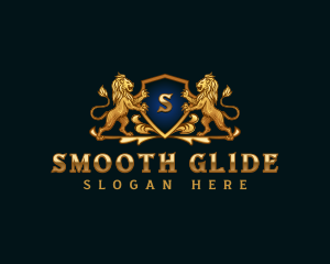 Luxury Lion Shield Crest logo design