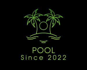 Palm Tree - Tropical Beach Island logo design