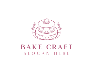 Strawberry Cake Dessert logo design