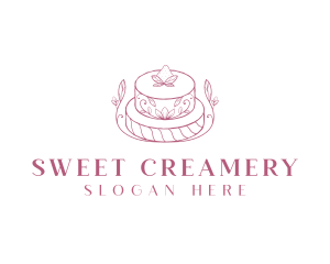 Strawberry Cake Dessert logo design