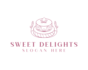 Strawberry Cake Dessert logo design