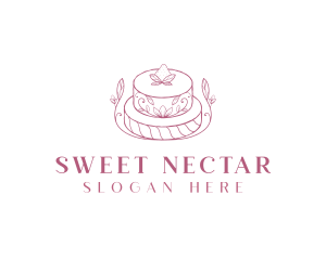 Strawberry Cake Dessert logo design