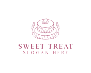 Strawberry Cake Dessert logo design