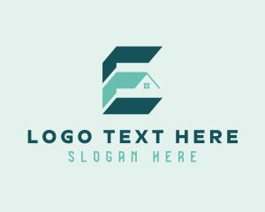 Property - House Roof Letter E logo design