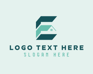 Town House - House Roof Letter E logo design