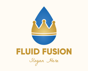 Water Droplet Crown logo design