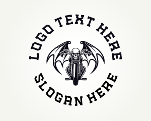 Motorbike - Skull Motorcycle Wings logo design