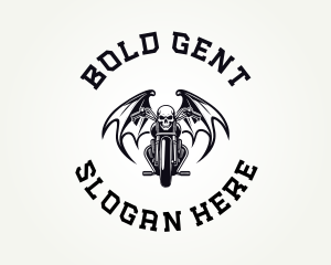 Skull Motorcycle Wings logo design