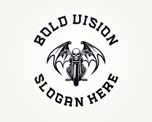 Skull Motorcycle Wings logo design