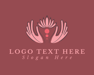 Pink Hand Flower logo design