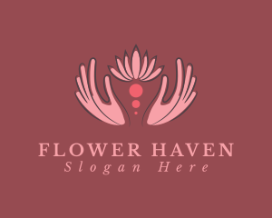 Pink Hand Flower logo design