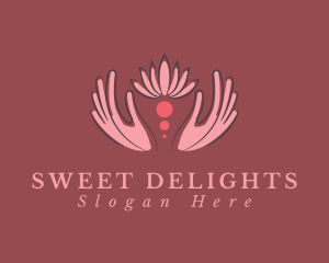 Pink Hand Flower logo design