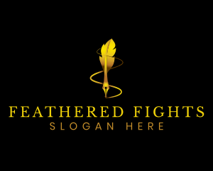 Premium Feather Quill Pen logo design