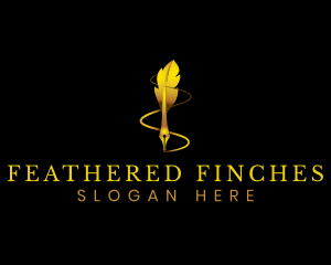 Premium Feather Quill Pen logo design