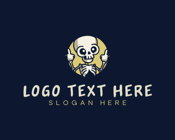 Mischievous - Skeleton Middle Finger Skull logo design