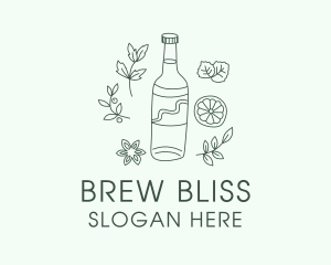 Brew - Green Kombucha Bottle logo design