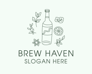 Brew - Green Kombucha Bottle logo design