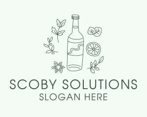 Scoby - Green Kombucha Bottle logo design