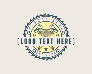 Vintage - Wooden Axe Saw logo design