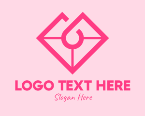 Engagement - Pink Heart Gemstone logo design