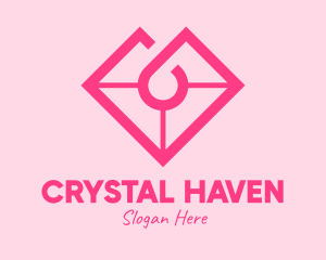 Pink Heart Gemstone logo design