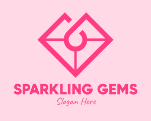Pink Heart Gemstone logo design