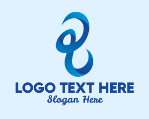 Twitter - 3D Blue Scribble logo design
