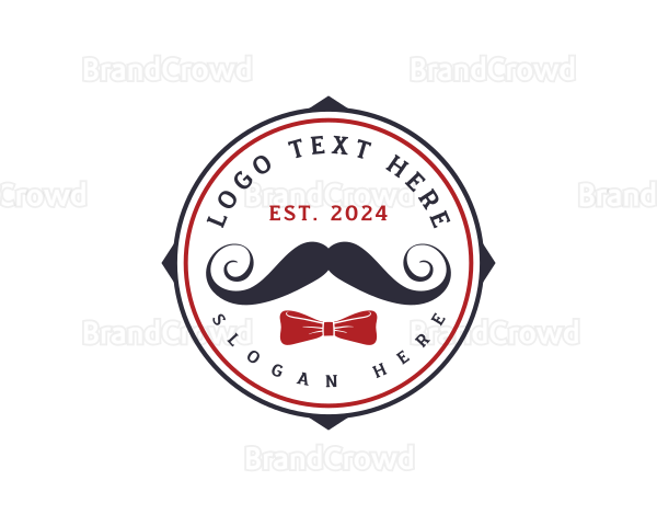 Gentleman Moustache Ribbon Logo