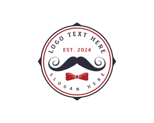 Brown Man - Gentleman Moustache Ribbon logo design