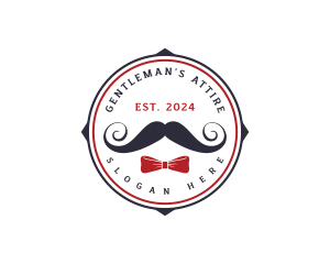 Gentleman Moustache Ribbon logo design