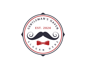 Gentleman Moustache Ribbon logo design