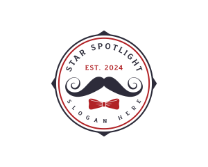 Gentleman Moustache Ribbon logo design