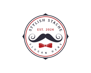 Gentleman Moustache Ribbon logo design