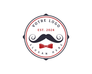 Black Man - Gentleman Moustache Ribbon logo design