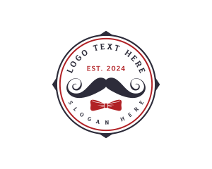 Black Man - Gentleman Moustache Ribbon logo design