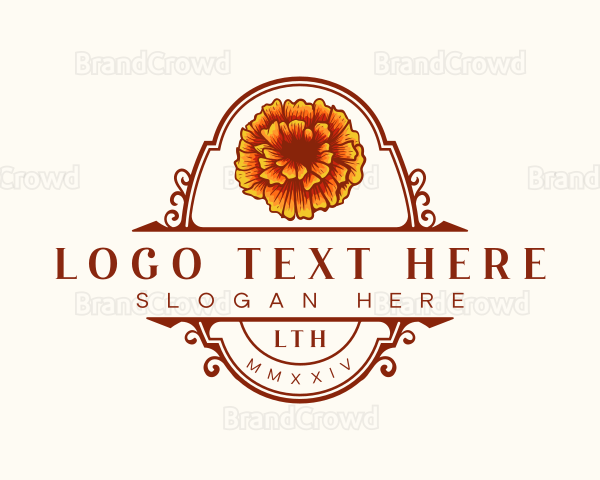 Marigold Flower Plant Logo