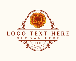 Badge - Marigold Flower Plant logo design