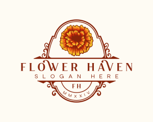 Marigold Flower Plant  logo design