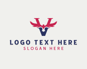 Wings - Aviation Eagle Letter V logo design