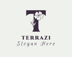 Floral Nature Letter T logo design