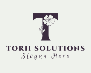 Floral Nature Letter T logo design