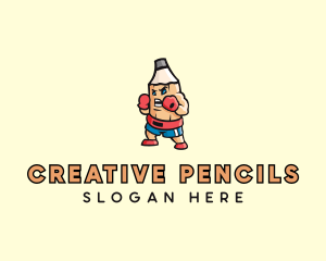 Pencil Boxing Fighter Athlete logo design