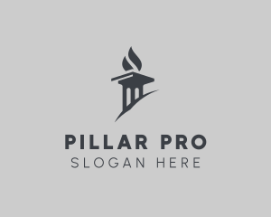 Flame Torch Pillar logo design