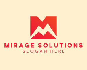 Red Letter M Square logo design